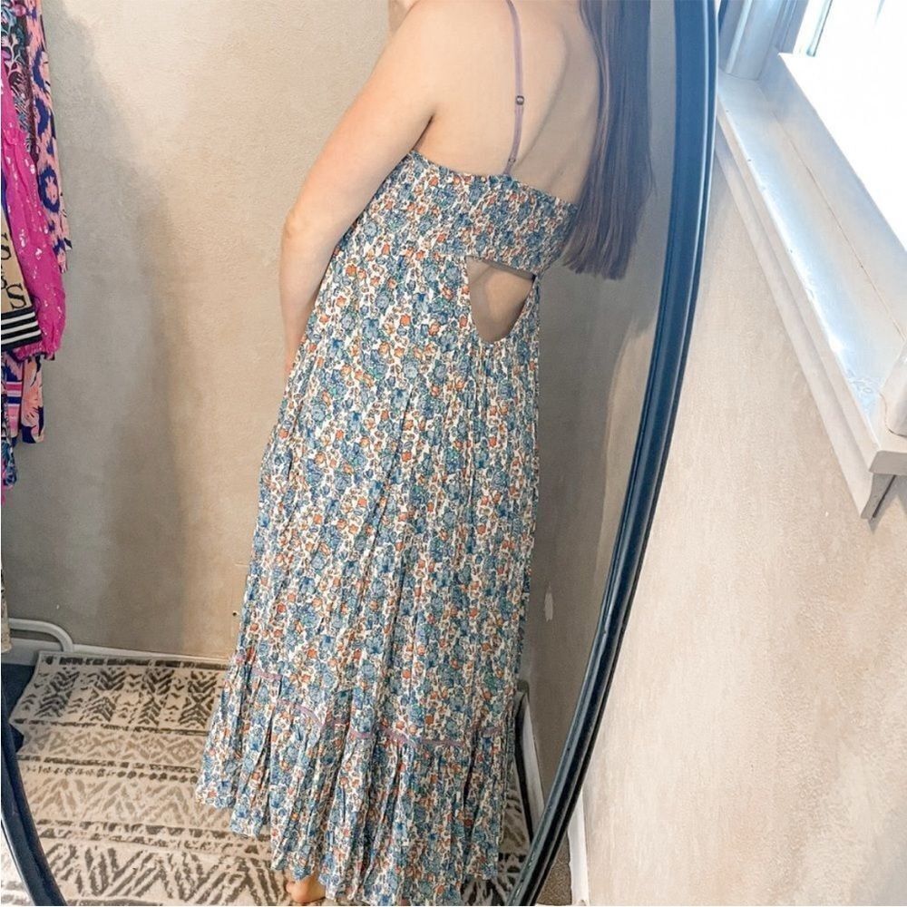 Free People Molly Jo Midi Dress Blue Floral - Picture 2 of 10